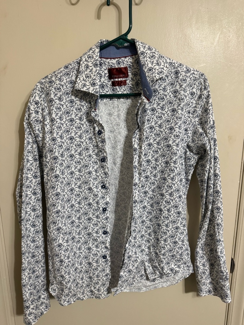 White & Navy Floral Consequence Button-Up Men's Shirt